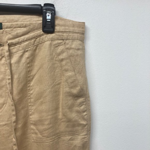 Lauren Ralph Lauren linen tan wide leg pull on pant 4 - Picture 4 of 8